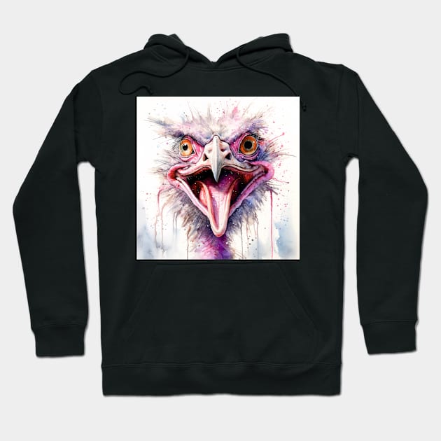 Crazy Ostrich Hoodie by Geminiartstudio